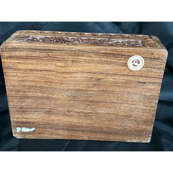Hand Carved Wooden Box Taj Mahal Inlay Made In India By Archana Handicrafts 7" - Picture 11 of 11